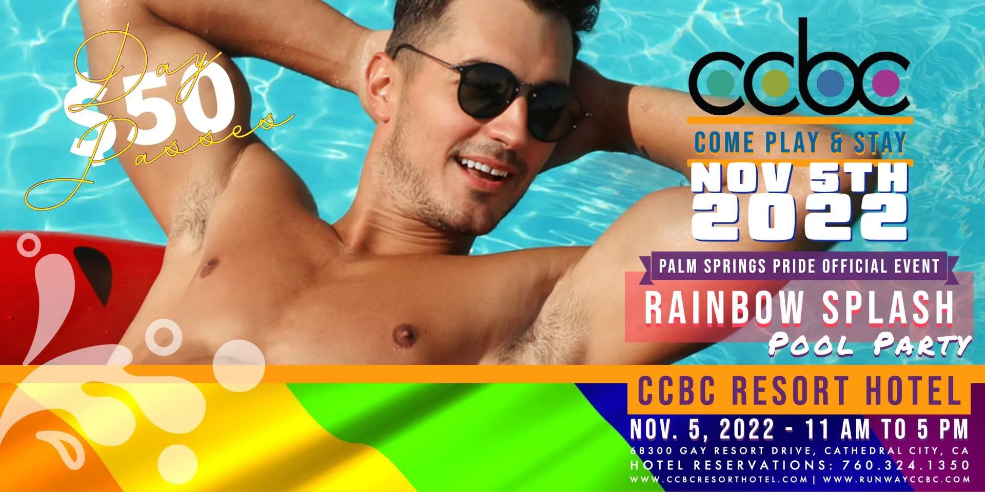 Palm Springs Pride 2022 Rainbow Splash Pool Party